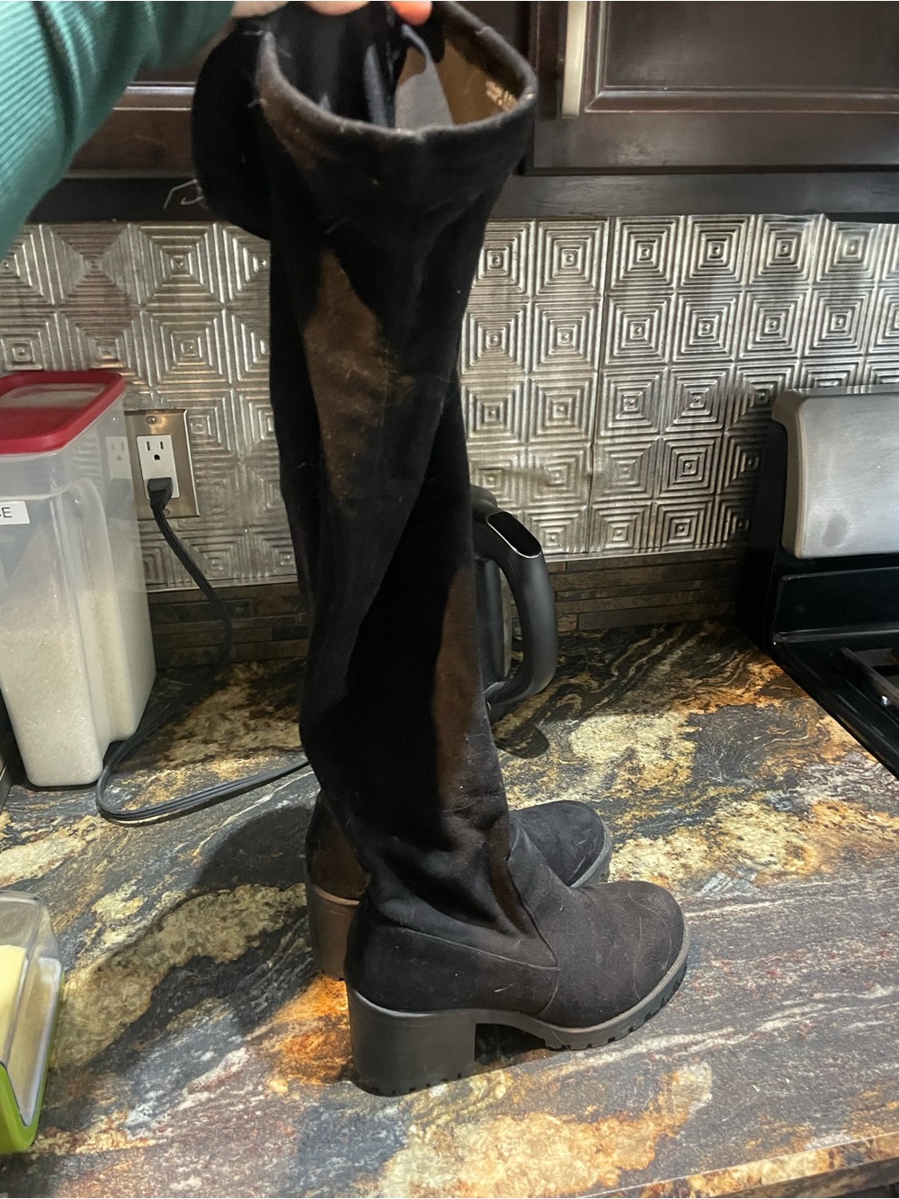 Dirty Laundry Black Over-the-Knee Chunky Heel Boots